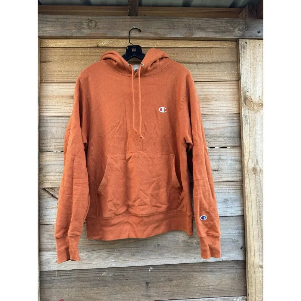 Champion REVERSE WEAVE‎ Hoodie Sweatshirt Small Blank Dark Orange